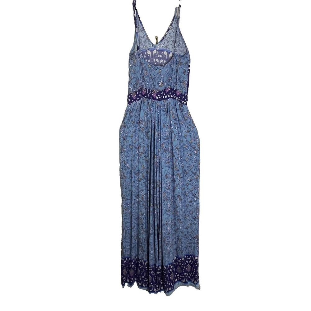 Jaase Jumpsuit Size M Wide Leg Blue Paisley Adjustable Straps Bohemian Festival - Picture 3 of 13